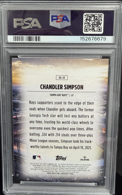 2025 Topps Update Home Field Advantage Chandler Simpson #HA-50 (RC) PSA 10