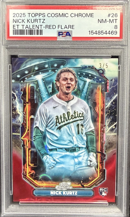 2025 Topps Cosmic Chrome - Extraterrestrial Talent Nick Kurtz RED /5 #ET-26 (RC)