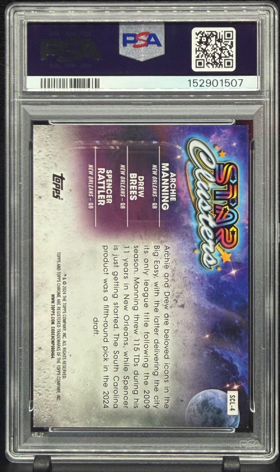 2024 Topps Cosmic Chrome Star Clusters Manning/Brees/Rattler SCL4 PSA 9