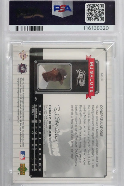2001 Upper Deck UD M.L. CENTENNIAL MICHAEL JORDAN MJ SALUTE-BAT #MJB7 PSA 10