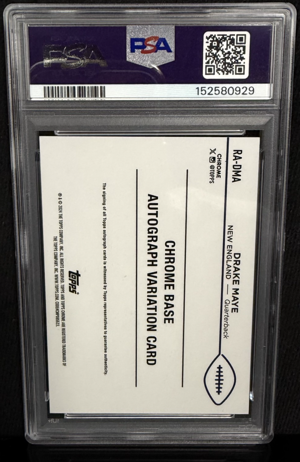 2024 Topps Chrome Rookie Auto Green Geometric Drake Maye #RA-DMA /99 PSA 9 RC