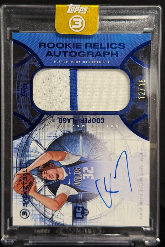 2025 Topps Three 3 Rookie Relics Autograph RRA-CF Cooper Flagg /15 Color Match