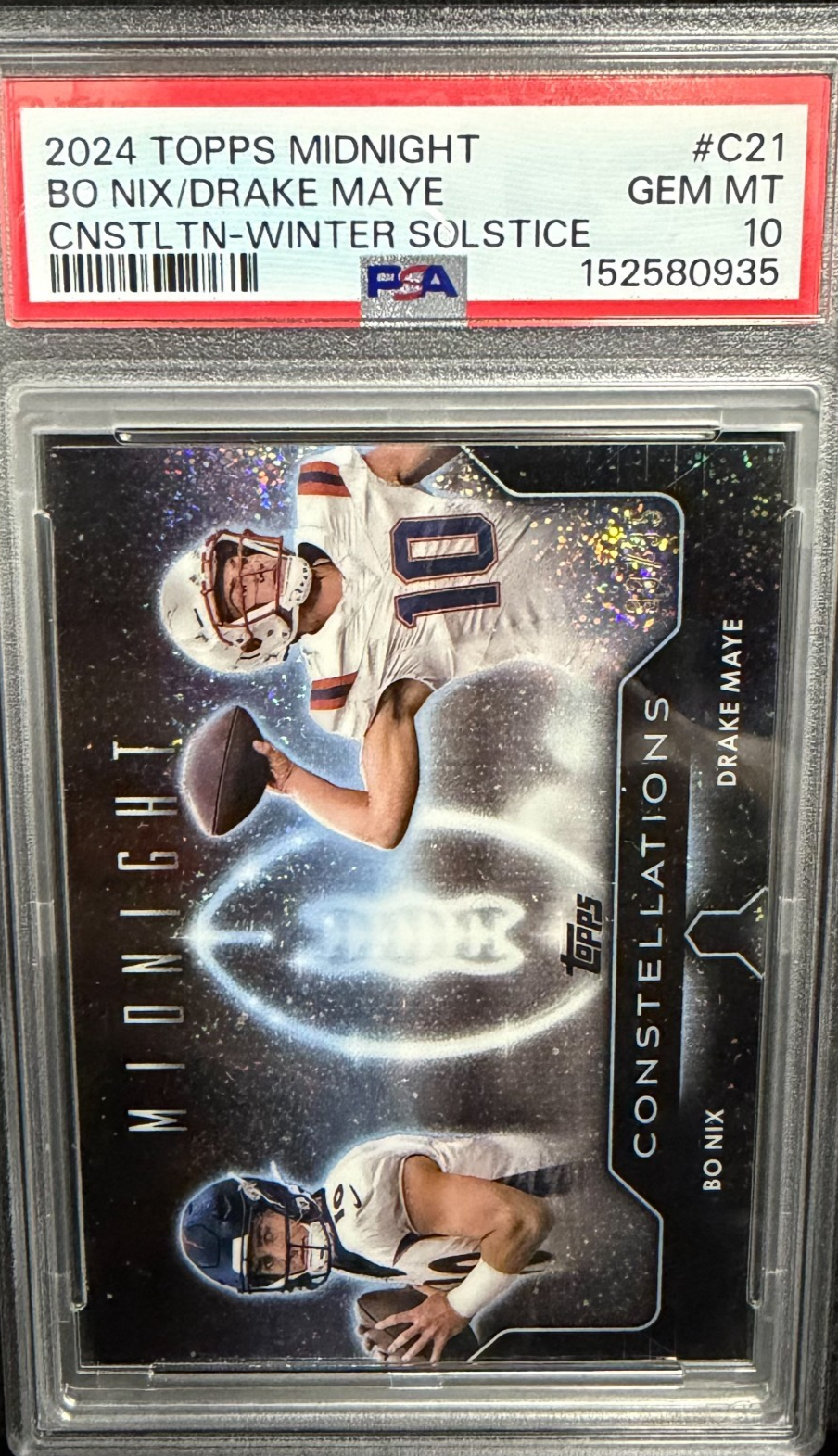 Drake Maye Bo Nix 2024 Topps Midnight Constellations Winter Solstice /35  PSA 10
