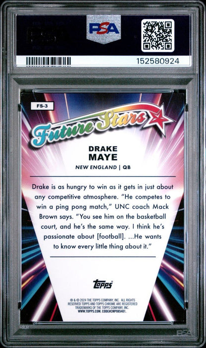 2024 TOPPS CHROME FOOTBALL FUTURE STARS DRAKE MAYE ORANGE REF /25  #FS-3 RC PSA