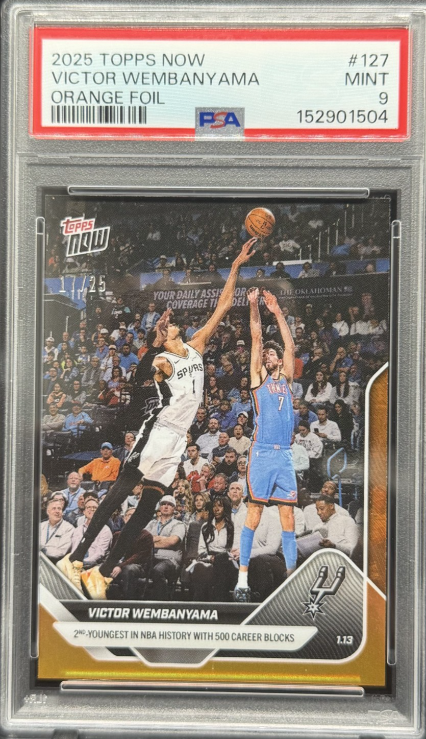 2025-26 Topps NOW Orange Foil /25 Victor Wembanyama #127 PSA 9