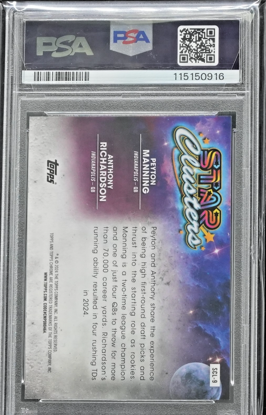 2024 Topps Cosmic Chrome Star Clusters Superfractor 1/1 Manning/Richardson PSA 9