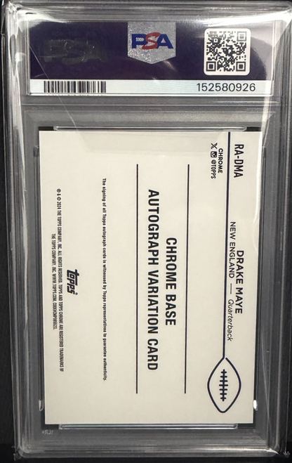 2024 Topps Chrome Sapphire Rookie Auto /25 Drake Maye #RA-DMA Orange PSA 10