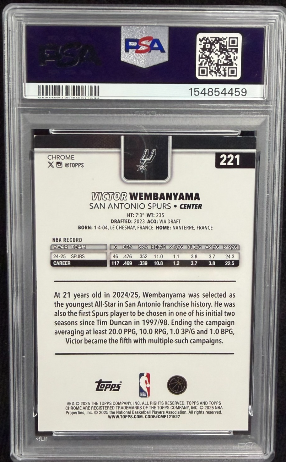 202526 Topps Chrome Image Variation Victor Wembanyama 221 Green Speckle /99