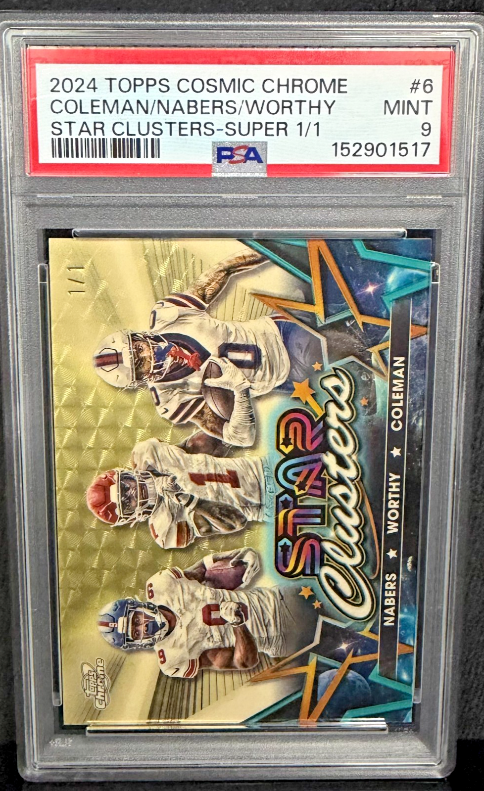 2024 Topps Cosmic Chrome Star Clusters Worthy/Coleman/Nabers Superfractor 1/1
