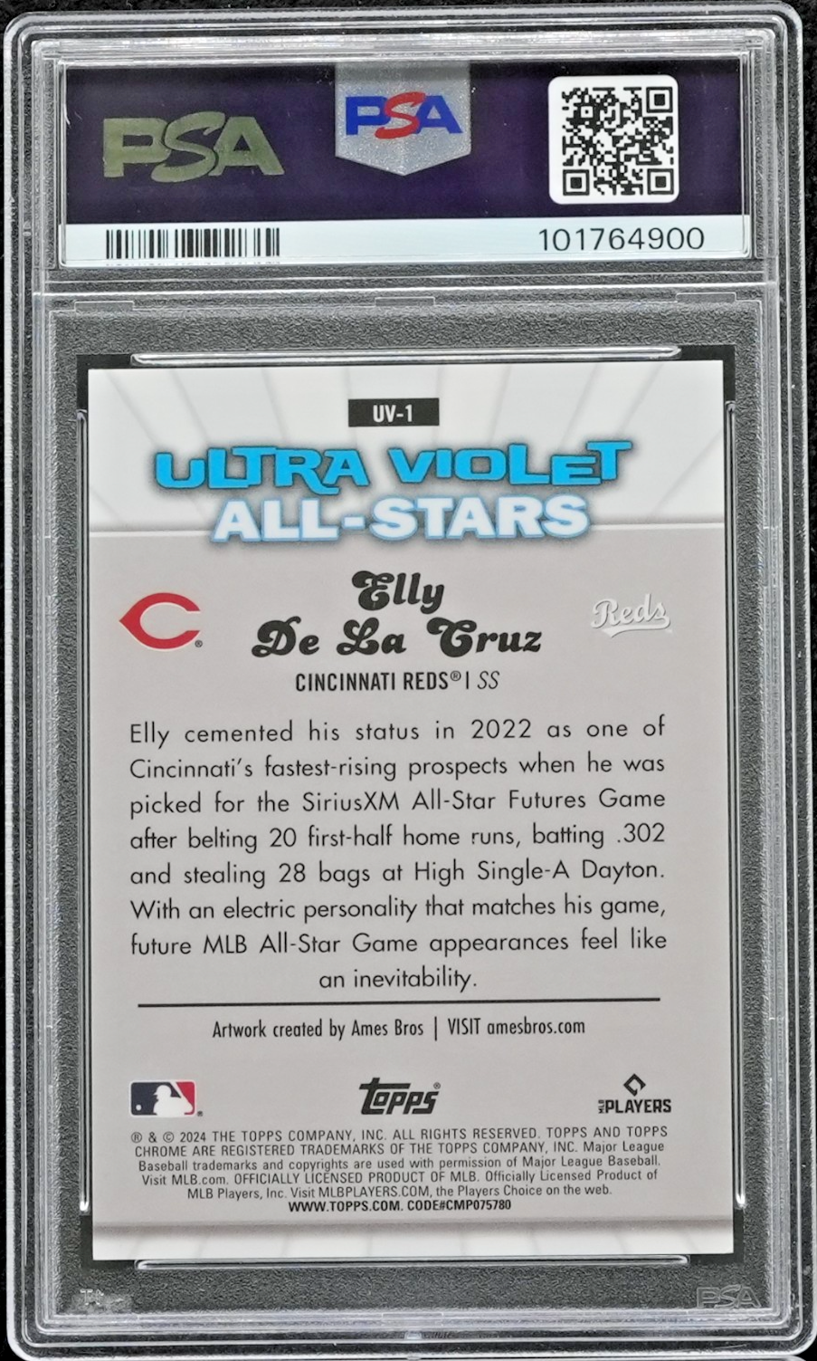2024 Topps Chrome Elly De La Cruz Ultra Violet Orange Refractor/25 PSA 9