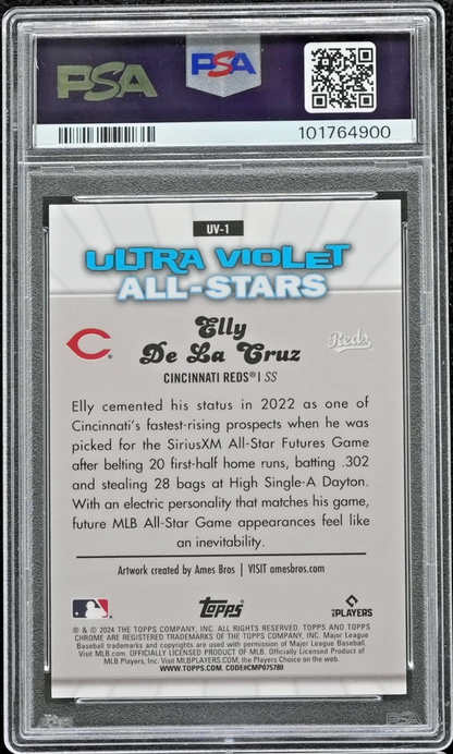 2024 Topps Chrome Elly De La Cruz Ultra Violet Orange Refractor/25 PSA 9