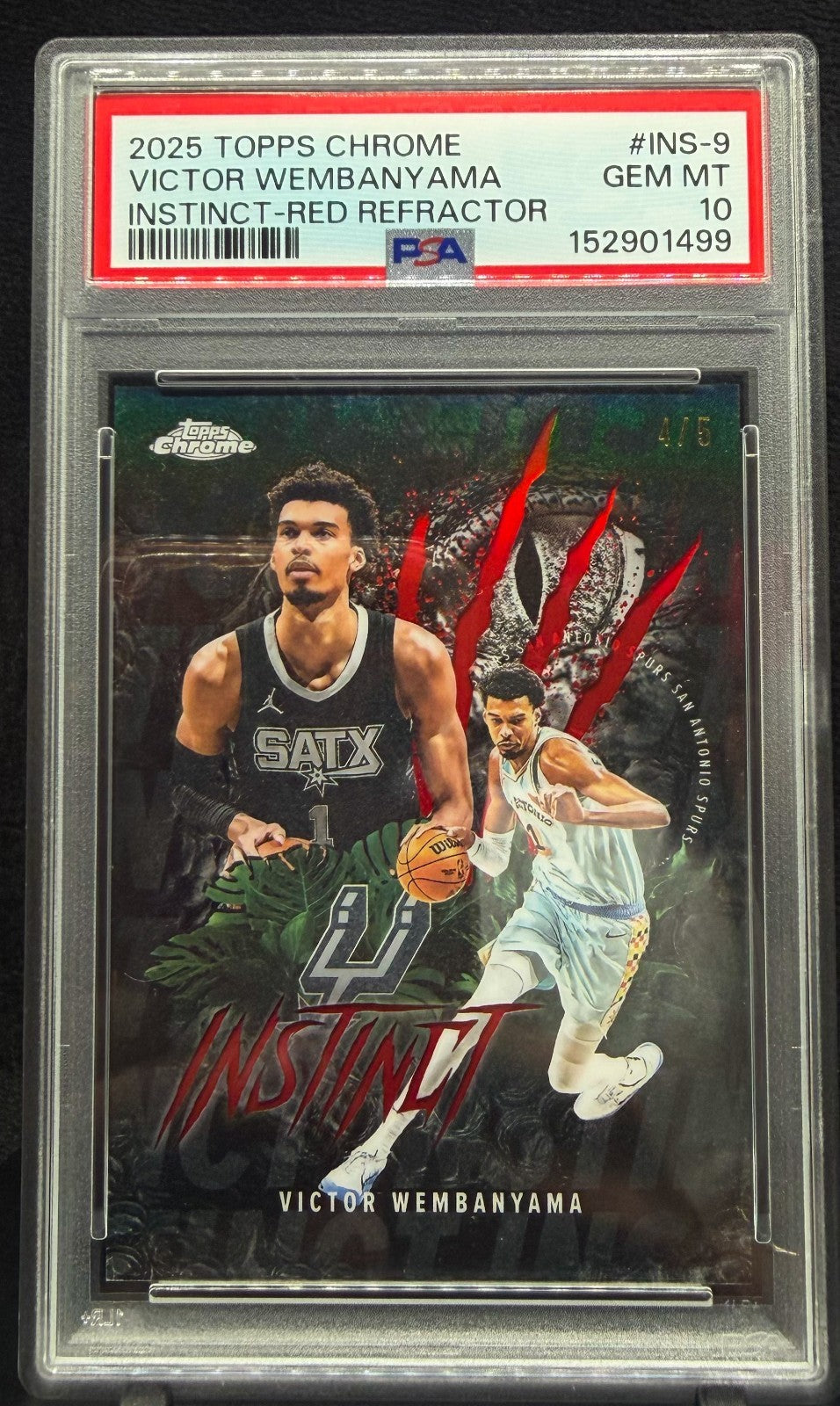 2025 Topps Chrome Instinct Red INS-9 Victor Wembanyama /5 PSA 10 POP 1