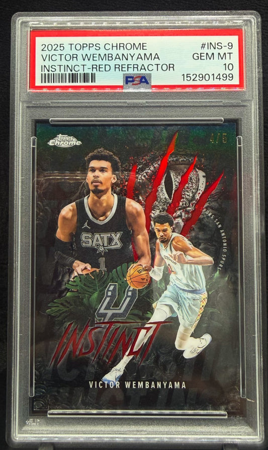 2025 Topps Chrome Instinct Red INS-9 Victor Wembanyama /5 PSA 10 POP 1