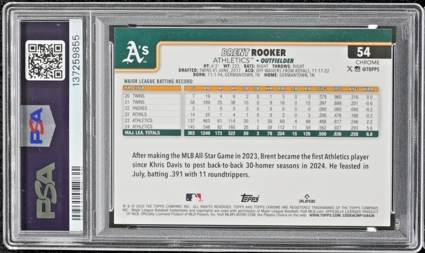 2025 Topps Chrome - Brent Rooker #54 Geometric Refractor Red /5 PSA 9 - POP 1!!