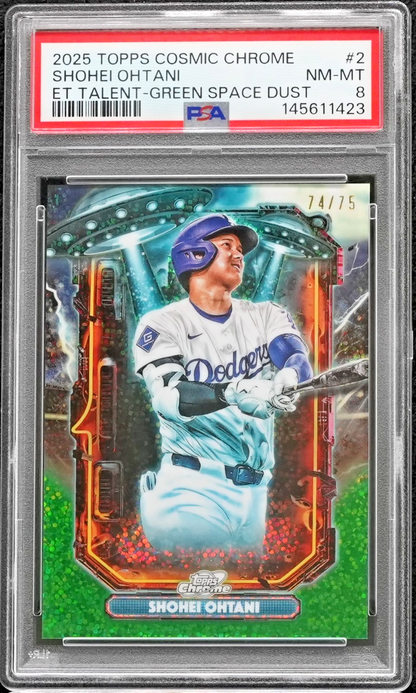2025 Topps Cosmic Chrome Extraterrestrial Talent #2 Shohei Ohtani 74/75 PSA 8