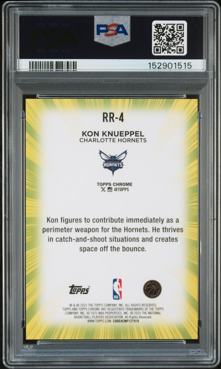 2025-26 Topps Chrome BASKETBAL - Radiating Rookies Kon Knueppel #RR-4 PSA 8 RC
