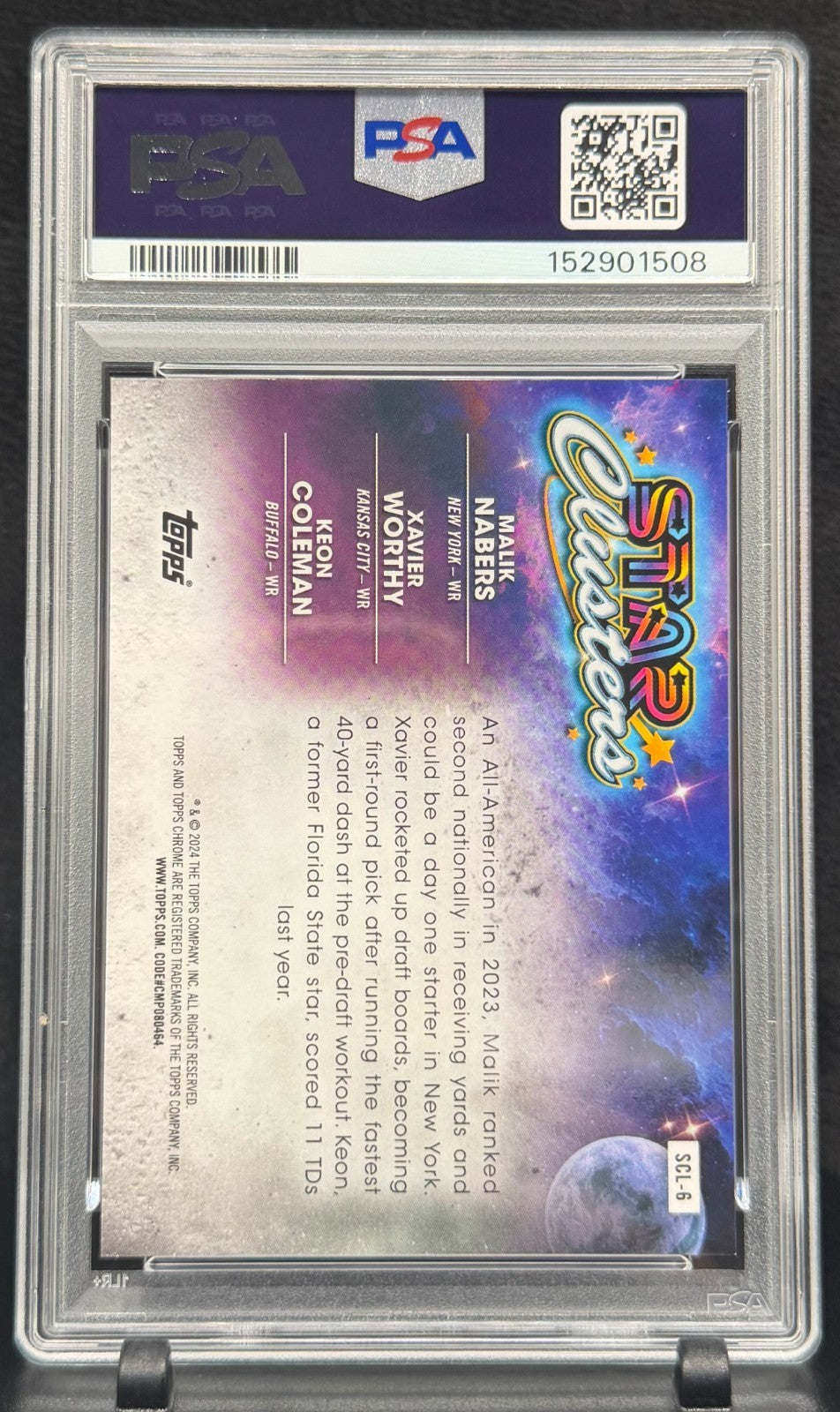 2024 Topps Cosmic Chrome Star Clusters Nabers/Worthy/Coleman Blue Moon PSA 10