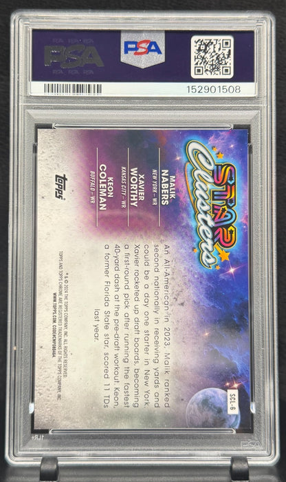 2024 Topps Cosmic Chrome Star Clusters Nabers/Worthy/Coleman Blue Moon PSA 10