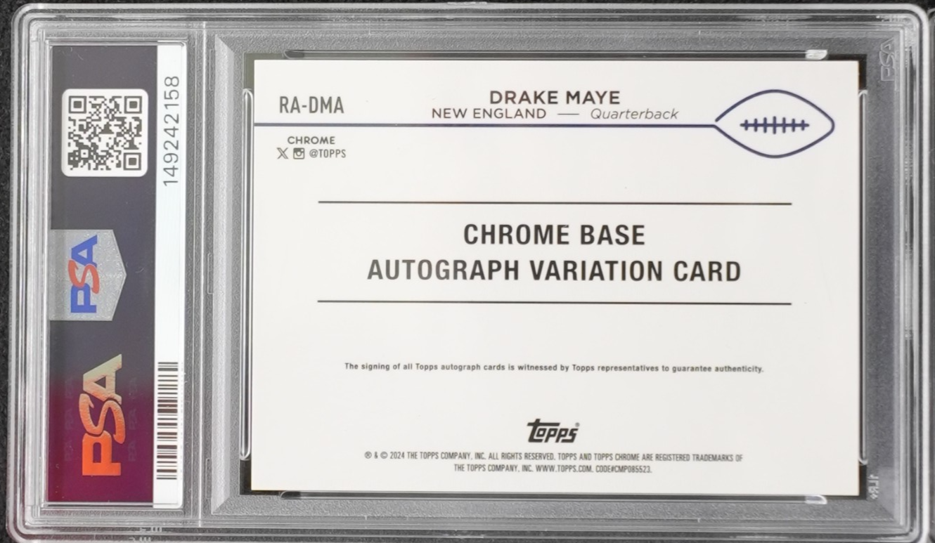 2024 TOPPS CHROME DRAKE MAYE GREEN REFRACTOR ROOKIE AUTO PSA 10 GEM MINT RC