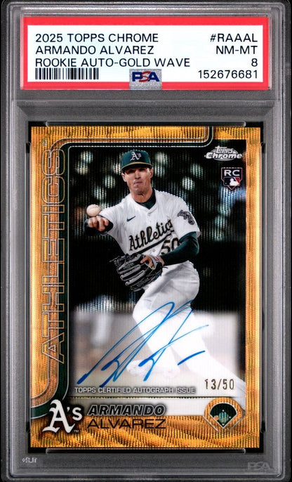 2025 Topps Chrome Rookie Autographs Armando Alvarez #RA-AAL Gold Wave Refractor