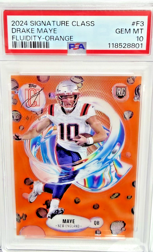 2024 Topps Signature Class Fluidity - Orange #F3 Drake Maye PSA 10