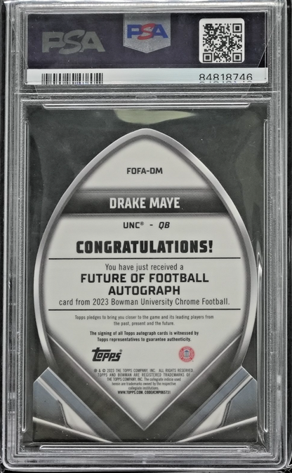 2023 Bowman U Chrome Future of Football Autographs Orange Drake Maye /25 PSA 9