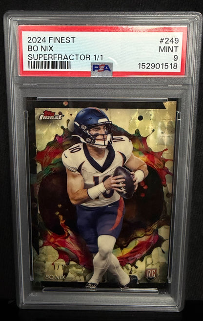 2024 Topps Finest #249 Superfractor Bo Nix 1/1 PSA 9