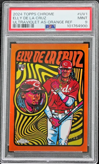 2024 Topps Chrome Elly De La Cruz Ultra Violet Orange Refractor/25 PSA 9