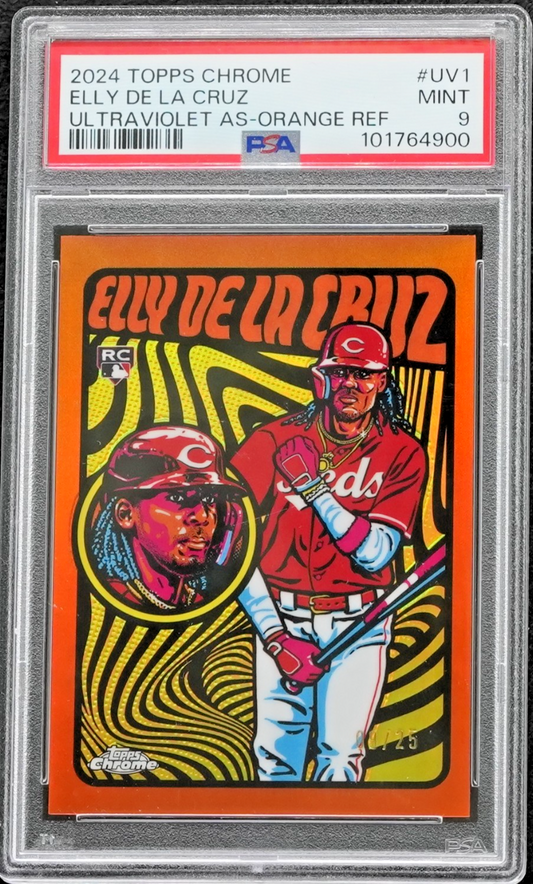 2024 Topps Chrome Elly De La Cruz Ultra Violet Orange Refractor/25 PSA 9