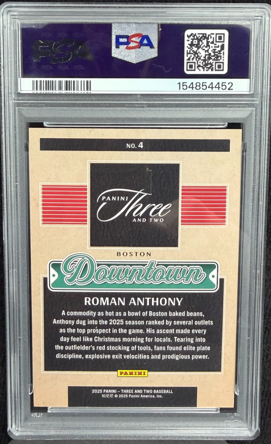 2025 Panini One and One Roman Anthony Downtown PSA 10