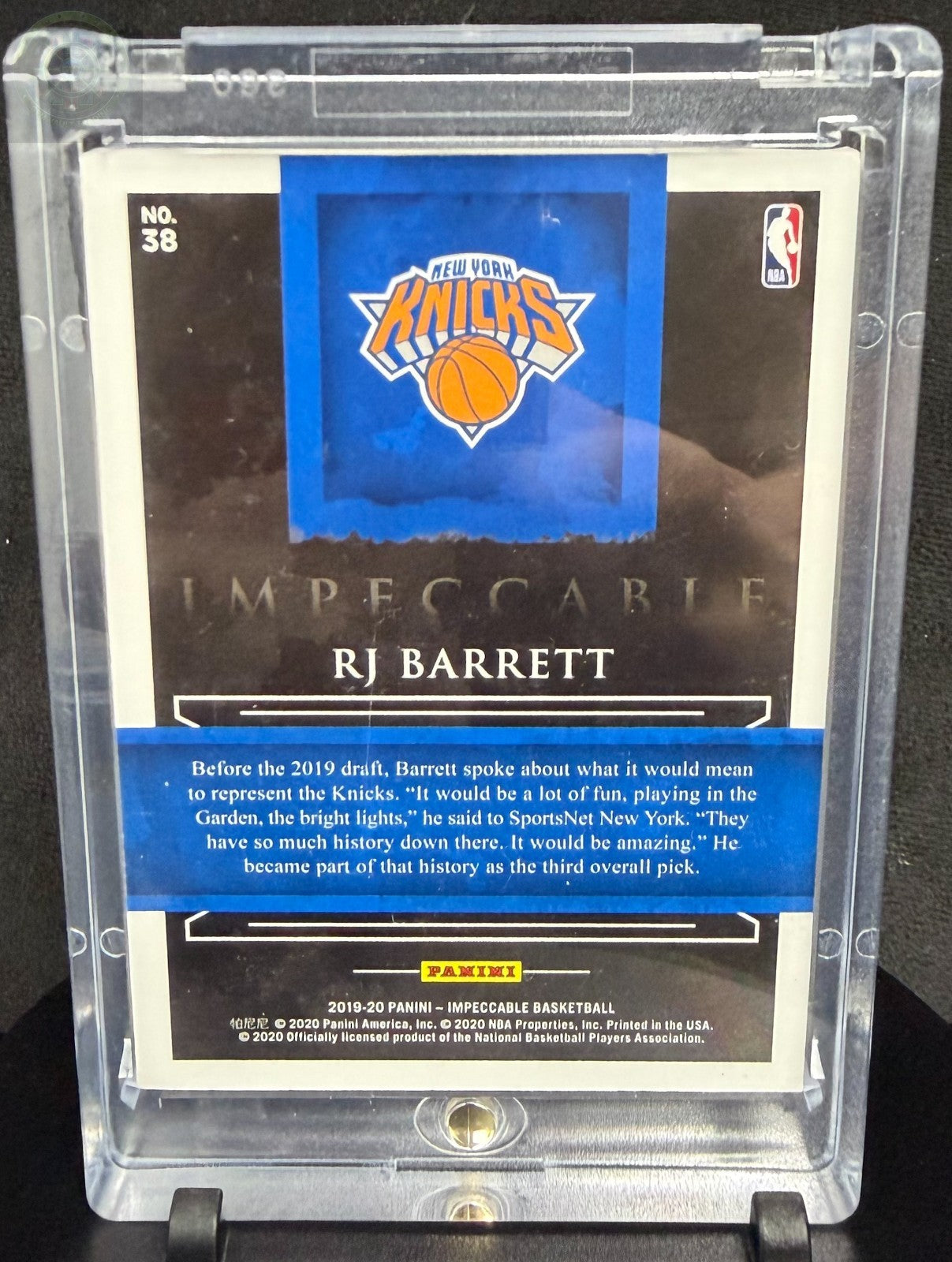 2019-20 Panini Impeccable - Nba Logo RJ Barrett #38 Silver /25 (RC)