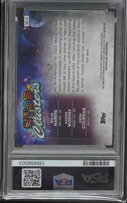 2024 Topps Cosmic ChromeStar Clusters Nabers Worthy Coleman Gold /50 PSA 10