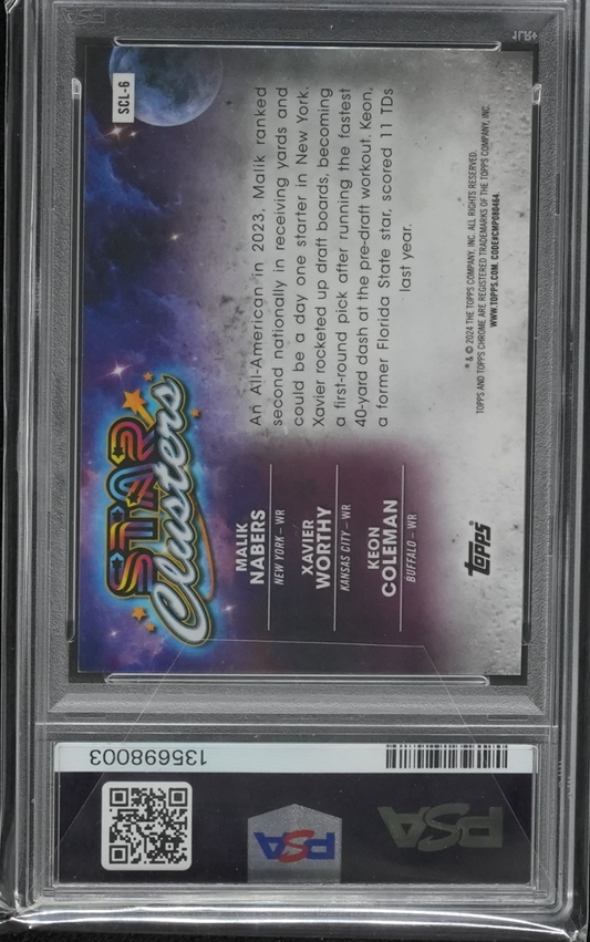 2024 Topps Cosmic ChromeStar Clusters Nabers Worthy Coleman Gold /50 PSA 10