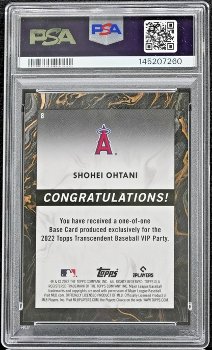 2022 Topps Transcendent VIP Party 8 Pattern Red/Yellow 1/1 Shohei Ohtani PSA 9