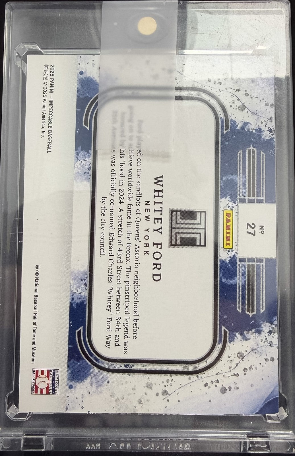 2025 Panini Impeccable Whitey Ford Silver Bar 1 Toz