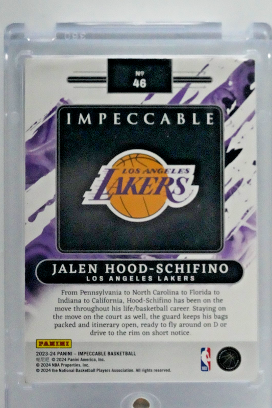 2023-24 Panini Impeccable Jalen Hood-Schifino #46 Silver NBA Logo Bar RC 06/20