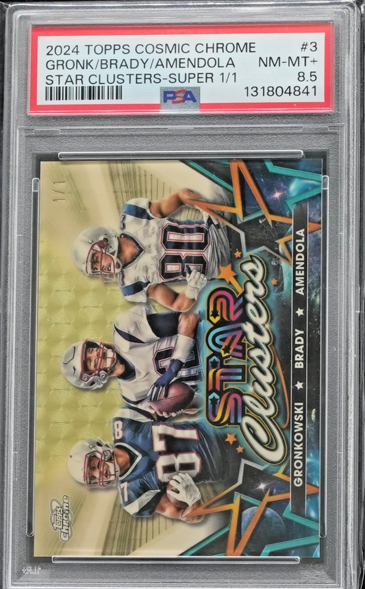 2024 Topps Cosmic Chrome Superfractor 1/1 Brady, Gronkowski Amendola PSA 8.5