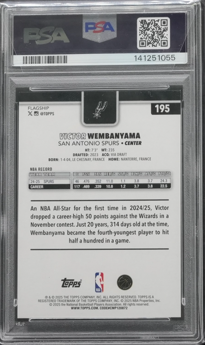 2025 Topps Chrome Victor Wembanyama Orange Pulsar Refractor /25 #221 PSA 9 POP 2