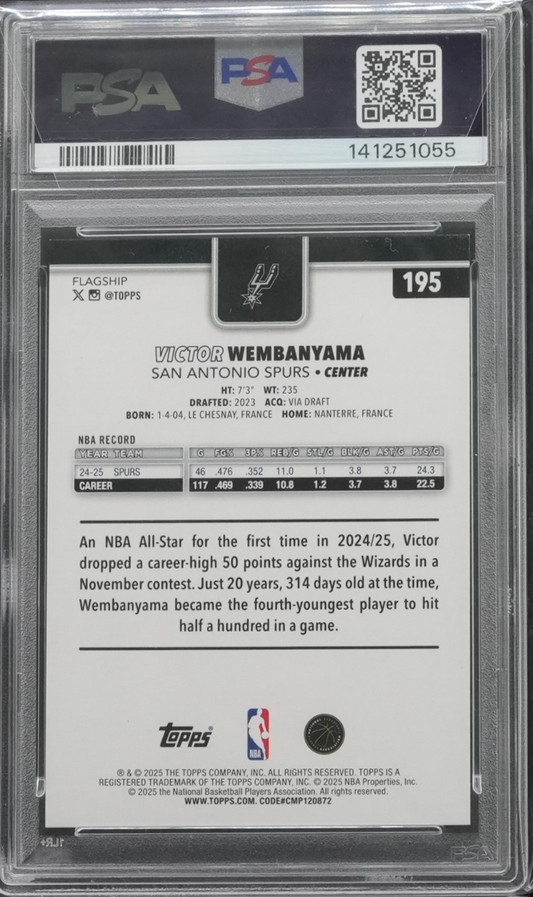 2025 Topps Chrome Victor Wembanyama Orange Pulsar Refractor /25 #221 PSA 9 POP 2