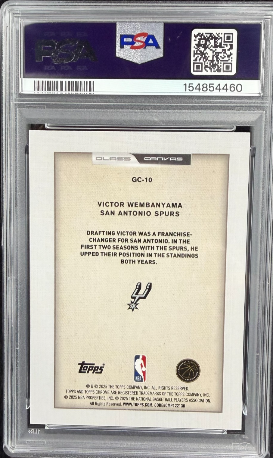 2025-26 Topps Chrome Glass Canvas Victor Wembanyama #GC-10 PSA 8