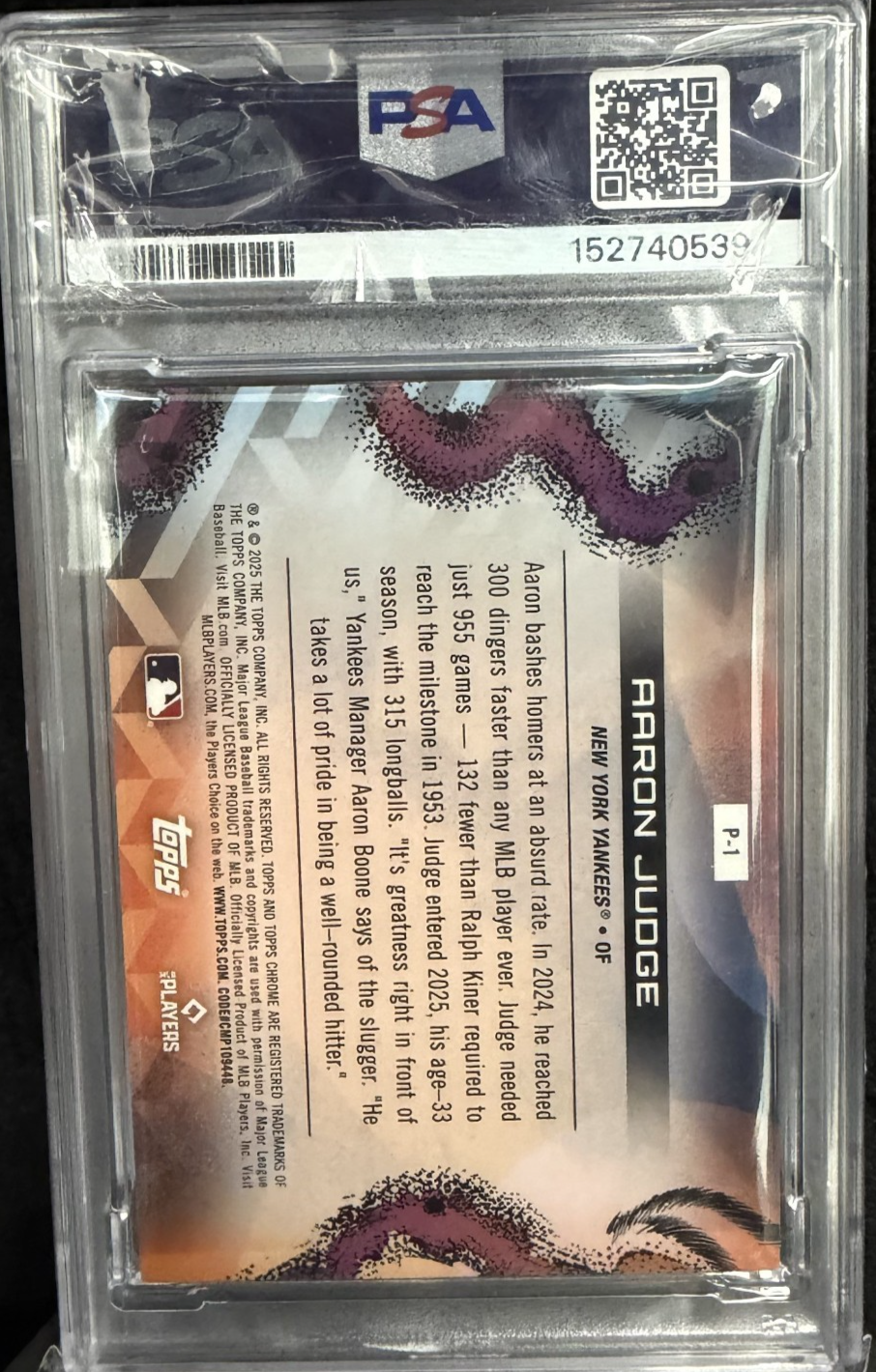 2025 Topps Cosmic Chrome Planetarium Black Eclipse #1 Aaron Judge 10/10 PSA 7