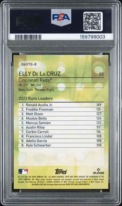 2024 Topps Archives 06 Own the Game Elly De La Cruz 06OTG-8 (RC) /1  FOILFRACTOR