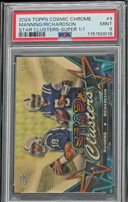 2024 Topps Cosmic Chrome Star Clusters Superfractor 1/1 Manning/Richardson PSA 9