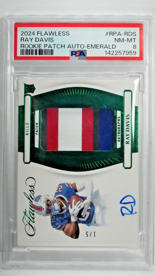 2024 Flawless - RAY DAVIS #RPA-RDS - Rookie Emerald Patch Auto - 1/5 - PSA 8