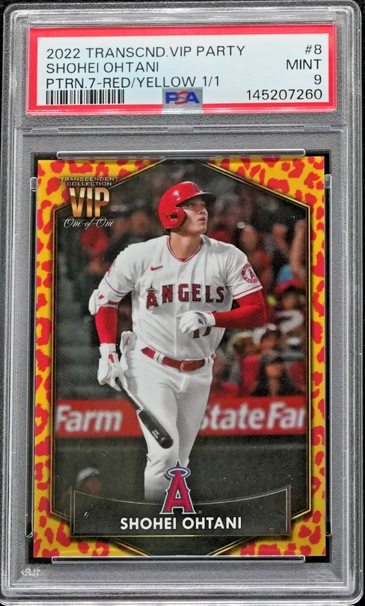 2022 Topps Transcendent VIP Party 8 Pattern Red/Yellow 1/1 Shohei Ohtani PSA 9