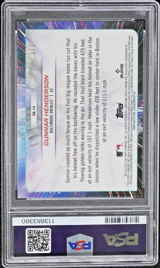 2023 Topps Cosmic Chrome Supernova Superfractor Gunnar Henderson 1/1 (RC) PSA 8