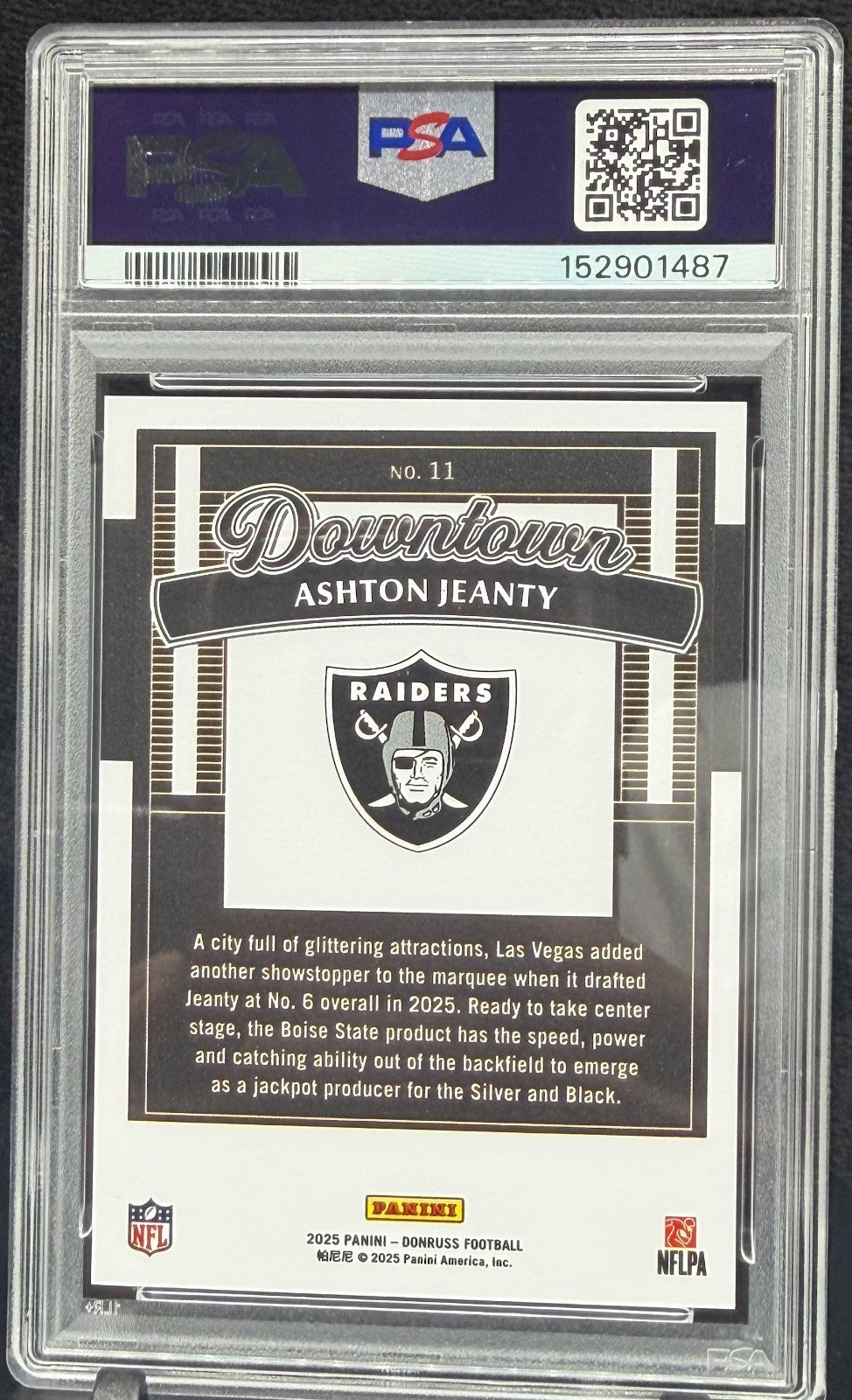 2025 Panini Donruss - Downtown! Ashton Jeanty #11 (RC) PSA 10