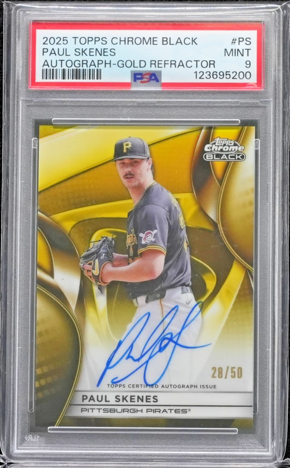 2025 Topps Chrome Black Auto Gold Refractor Paul Skenes (28/50) PSA 9 721157