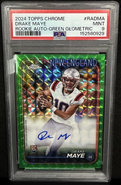 2024 Topps Chrome Rookie Auto Green Geometric Drake Maye #RA-DMA /99 PSA 9 RC