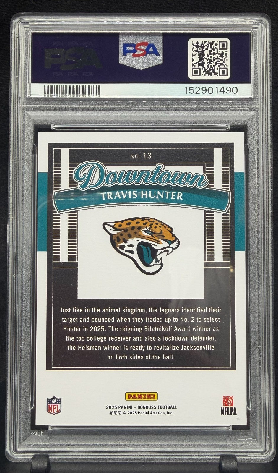 2025 Panini Donruss - Downtown! Travis Hunter #13 (RC) PSA 10 Jaguars